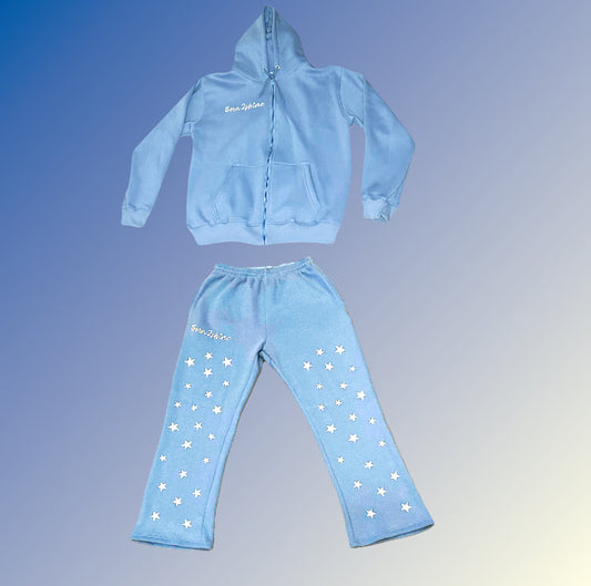 Born2shine tracksuit W/stars (baby blue)